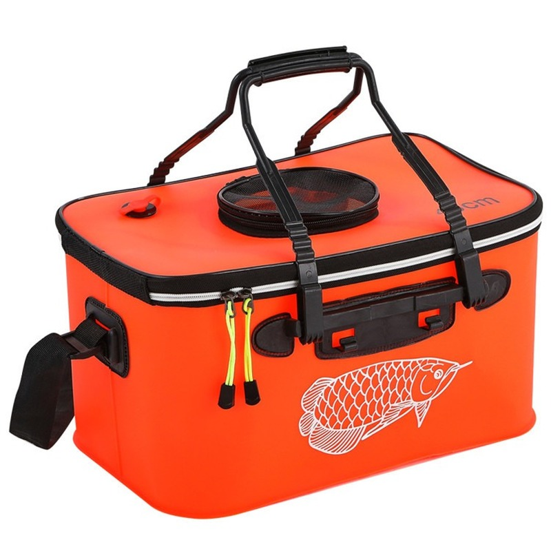 30/40/50cm Fishing bucket EVA folding live fish bucket with sunroof thickened bucket fishing tackle fishing box
