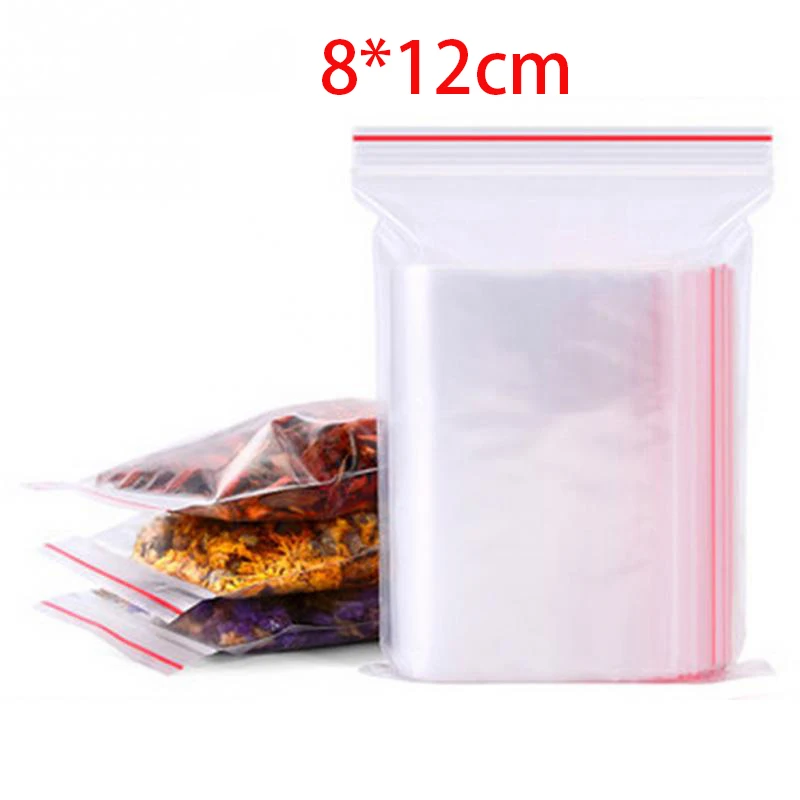 100 Stuks Zelfsluitende Zakken Hersluitbare Verpakking Zak Helder Verzegelde Plastic Voedsel Opslag Container Hersluitbare Vacuüm Verse Organizer Bag: Roze
