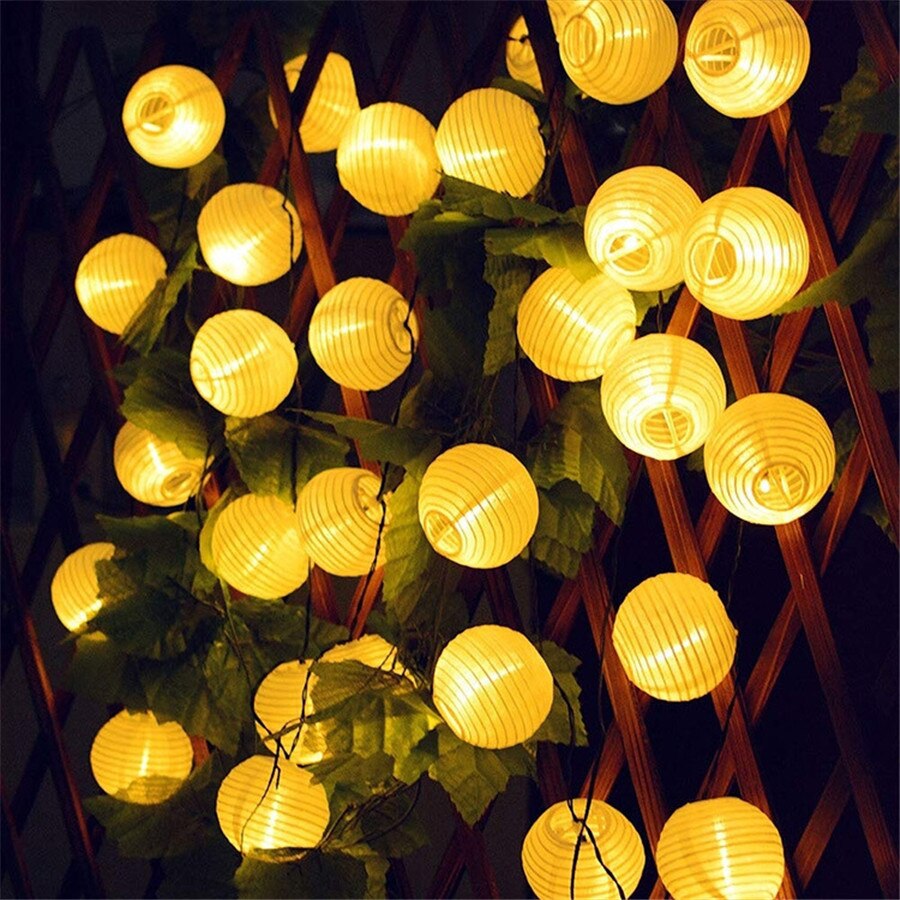 Thrisdar Lantern Ball Solar Garden Garland Light 10/20/30 LED Festoon
