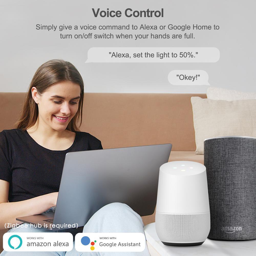 Intelligenter zigbee-drehschalter mit led-dimmfunktion, kompatibel mit tuya zigbee hub und smart life app 220v 110v /uk), unterstützt alexa und google home.