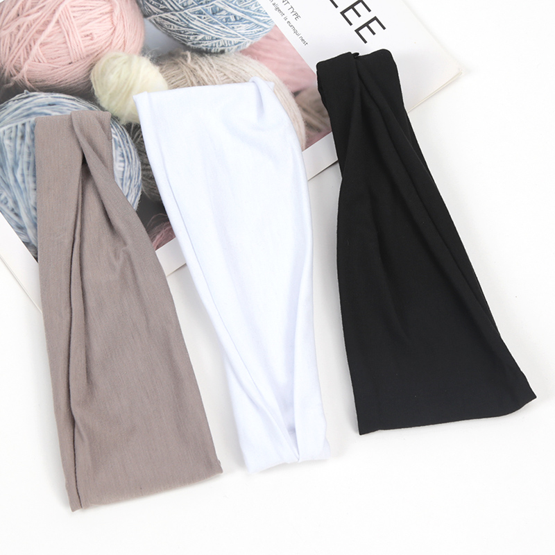 3 unids/set banda para el cabello diademas elásticas de torcidas cabeza cruzada envoltura banda para el cabello accesorios para el cabello para mujeres diadema Simple: Rosa