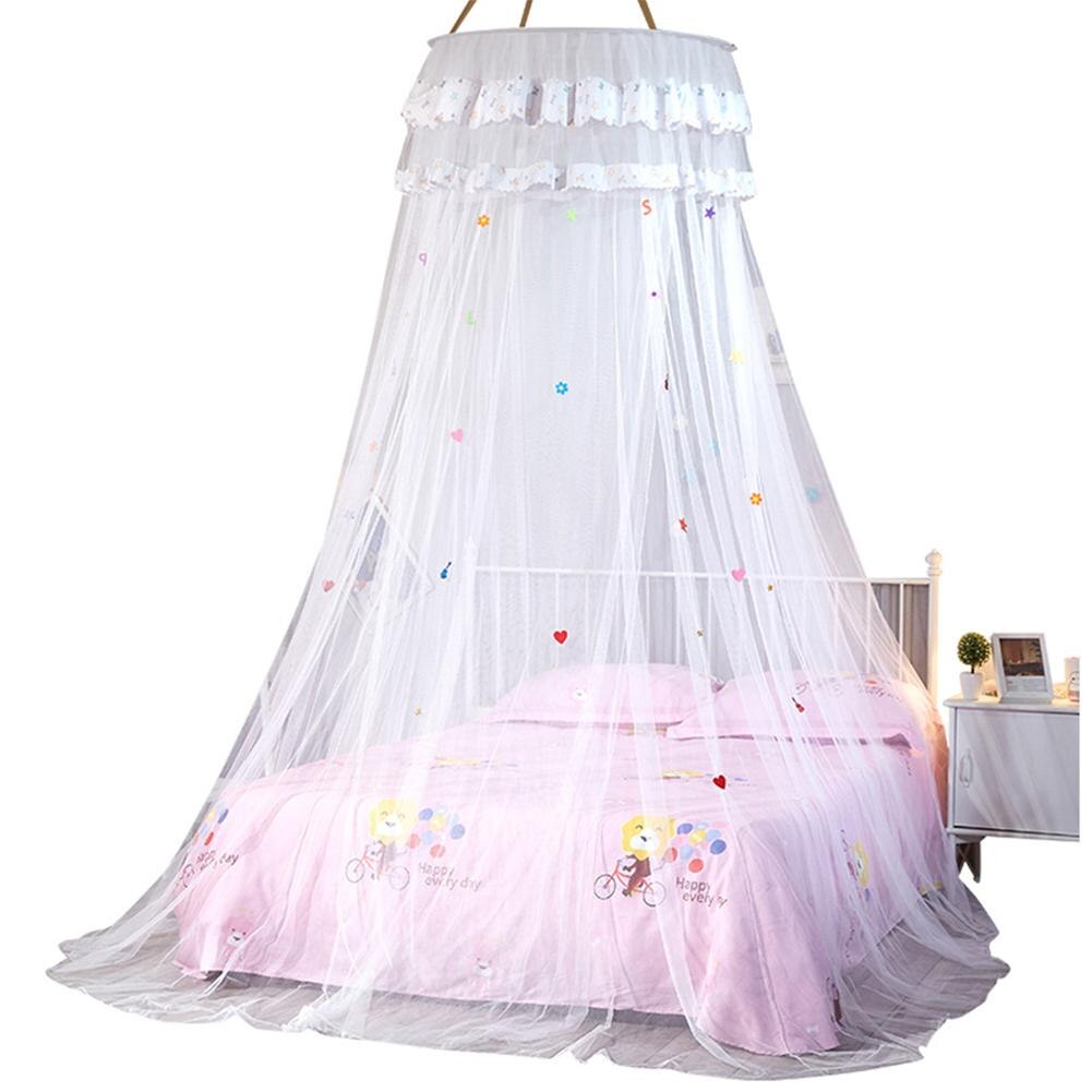 Kuppel Decke Spitze Bett Baldachin Prinzessin Kind Zimmer Moskito Netz Bett Volant Boden-Länge Kuppel Hängen Vorhang Foto Requisiten: Weiß