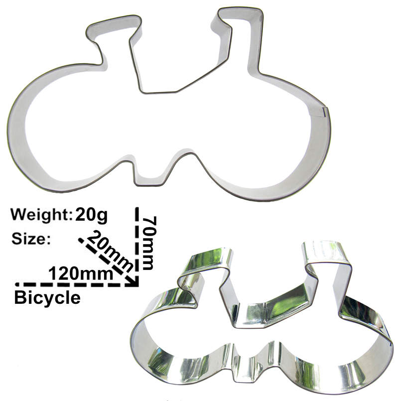 2 pcs Bicycle Cookie cutter biscuit embossing machine Pastry Fudge soft candy Stainless steel baking molds Cake decorating Tools