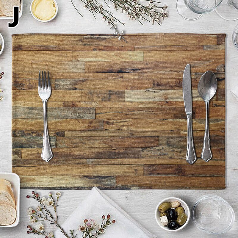 Wood Grain Dining Table Mat Rectangle Heat Insulation Placemat Dining Table Tableware Kitchen Supplies Home Decorative: J