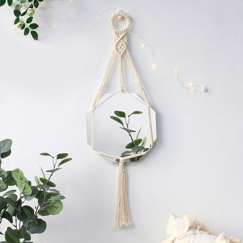 Boho Macrame specchio da parete decorazioni per la casa specchi decorativi decorazioni per la stanza estetica specchi da parete per soggiorno decorazione del bagno: wall mirror M0832
