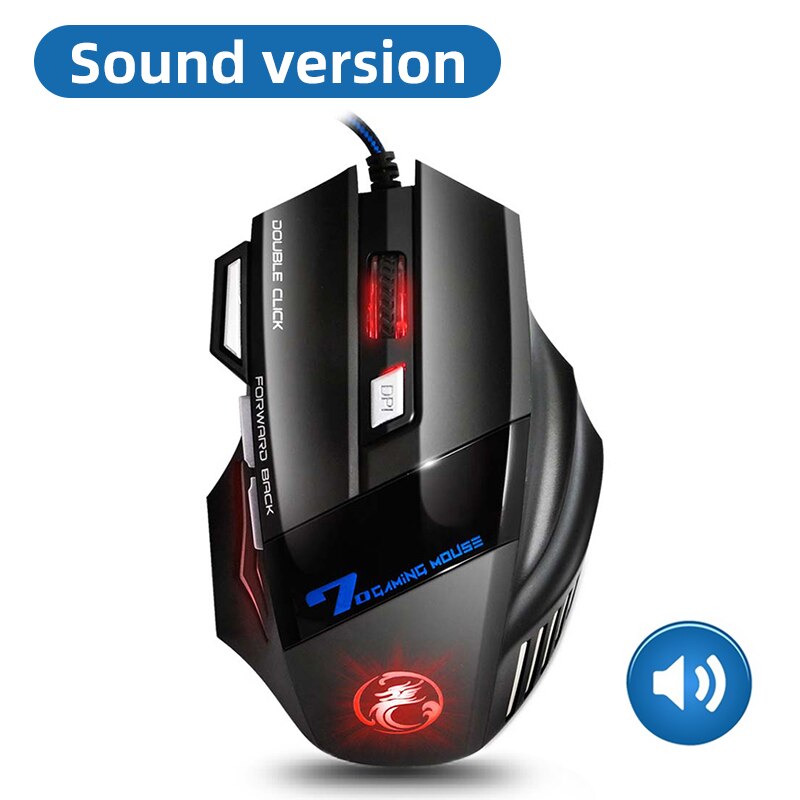 Przewodowa mysz do gier Gamer Mause komputer ergonomiczna cicha mysz USB z kablem RGB podświetlenie LED 7200 myszy DPI do laptopa PC: X7 Sound