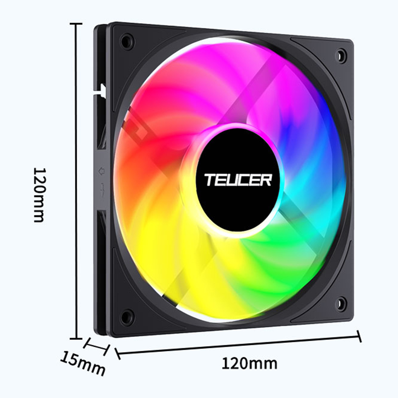 TEUCER UT-12015 ARGB Fan 120mm Thin Computer Fan FDB Bearing ARGB Lighting Effect Silent Cooling Suitable for Chassis CPU Fan