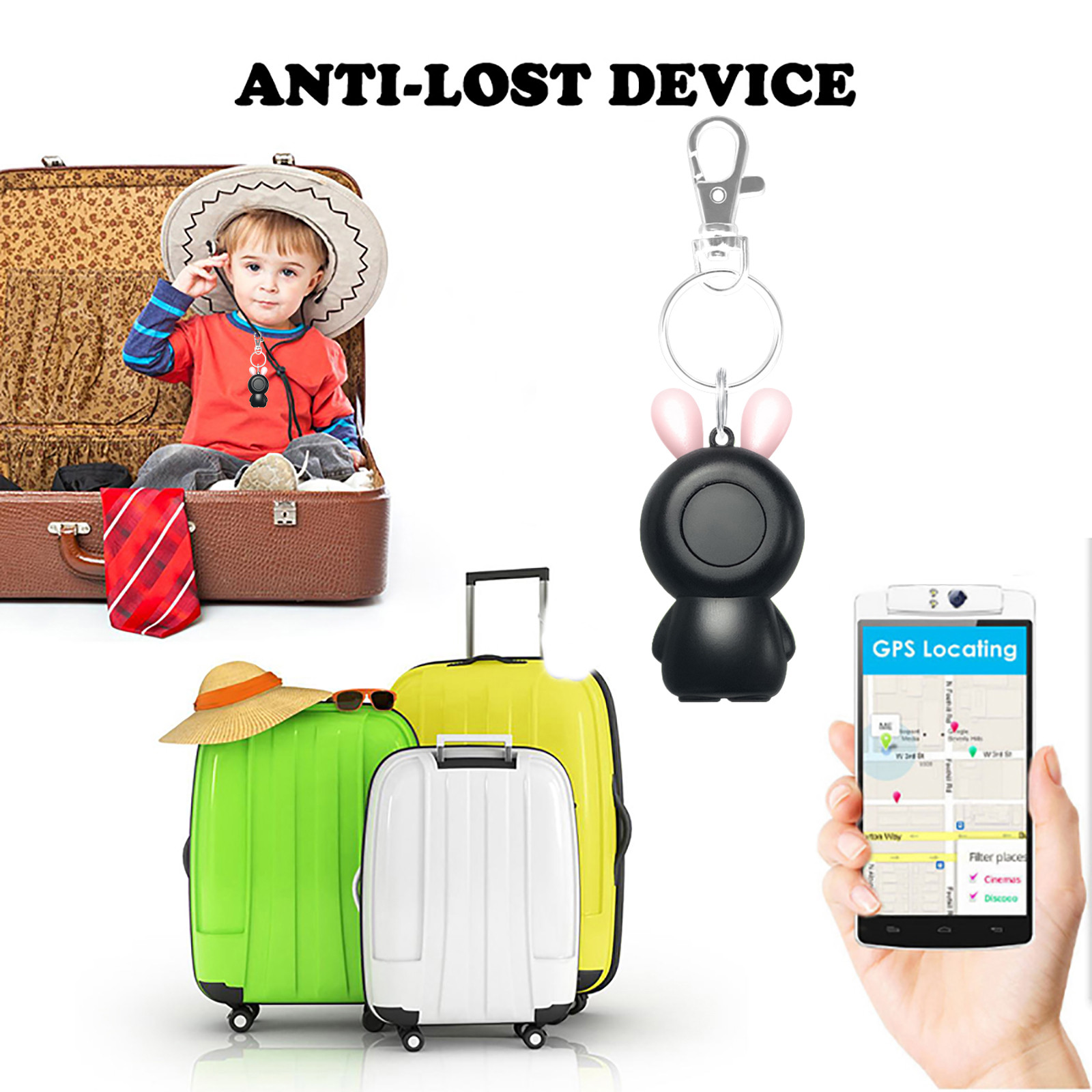 Mini Portable Keys Locator Finder ​Device ​with Lanyard Pendant Smart Accessories Bluetooth Anti- Loss Device Wireless Trackers