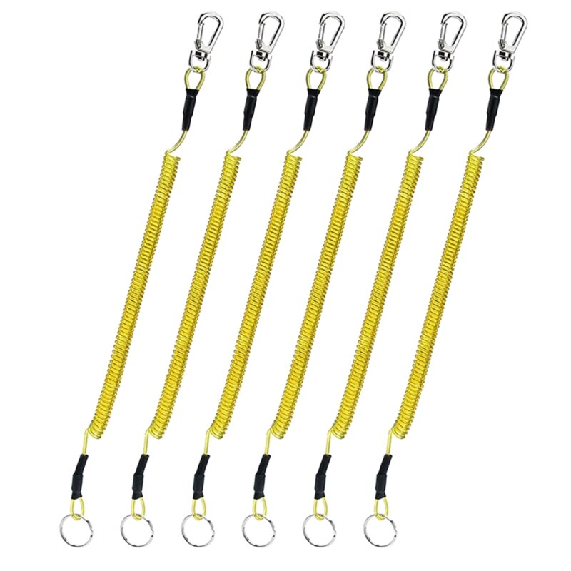 6pcs Fishing Coiled Lanyard Heavy Duty Safety Boating Rope Retractable Wire Fishing Tools Lanyards