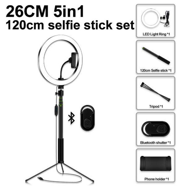 Photography Ring Light Tripod LED Ring Light Selfie Ring Light for Makeup Video Live Aro De Luz Para for Tik Tok Photo Studio: Normal 10inch 120cm