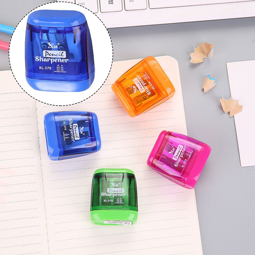 Plastic Double Hole Pencil Sharpener Durable Multi-Function Mechanical Pencil Sharpener Office School Supplies Plug And Play