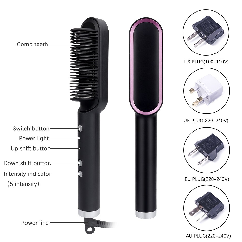 Hair Straightener Curler 2 In 1 Ceramics Curling Iron with 5 Gears Adjustable Temp Fast Heat Up Hair Curler Styling