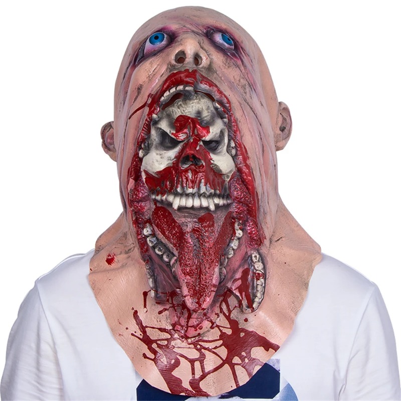 Skrekk smil uten ansikt mann latex mascara hodedeksel forkledning cosplay skummel alien hjelm halloween kostyme ansiktsløs maske for menn: Rød