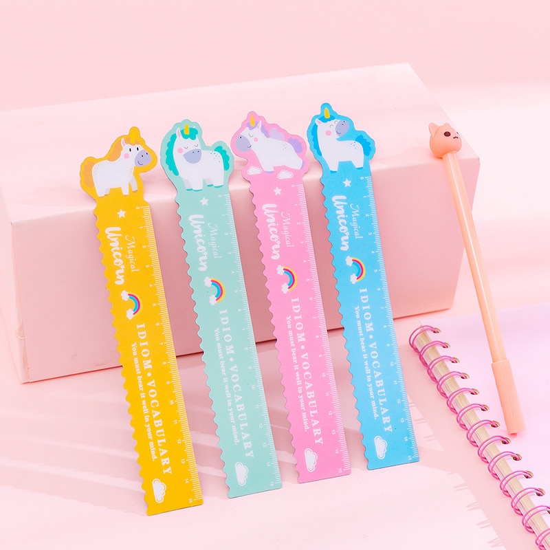 Bonitos efectos de escritorio creativos de Kawaii para estudiantes, regla de Línea ondulada con dibujos animados, 15cm, se puede doblar, suave,