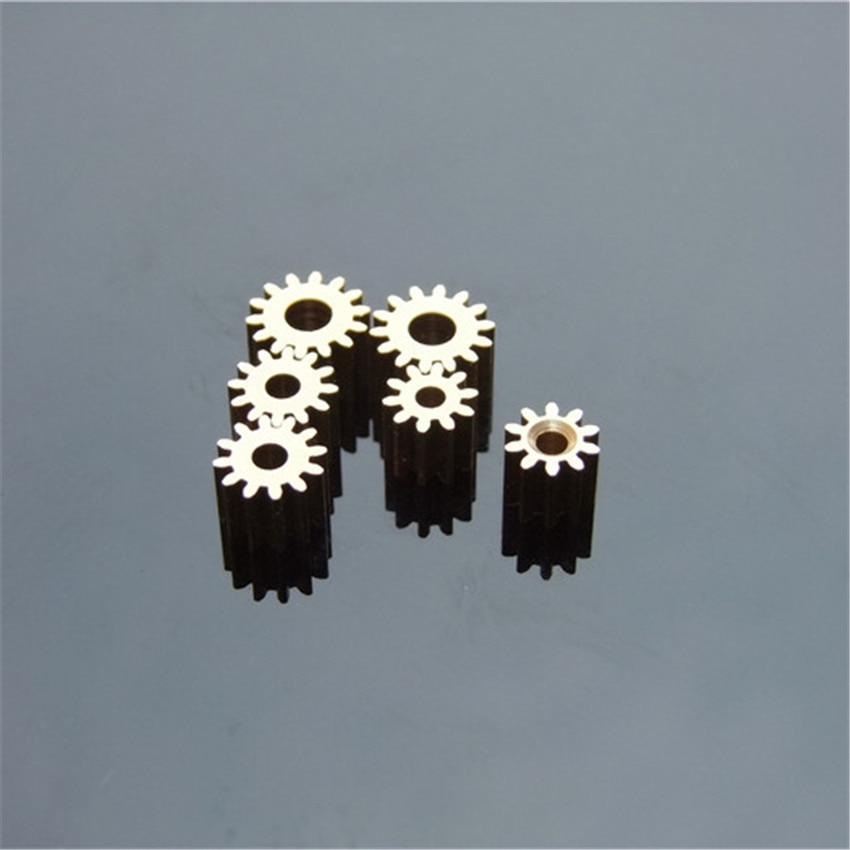 5 stk/parti messing spindel gear 12 tand 2.3mm huller cylindriske tandhjul til motor 380/390 gearkasse gear gør-det-selv legetøj model tilbehør dele