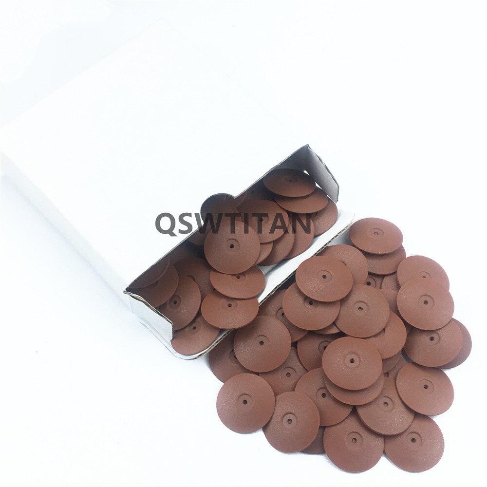 Roue de polissage en caoutchouc et silicone, assortiment de 100 pièces, particules de polissage, matériel de laboratoire dentaire, meulage en alliage métallique: 100pcs-brown thin