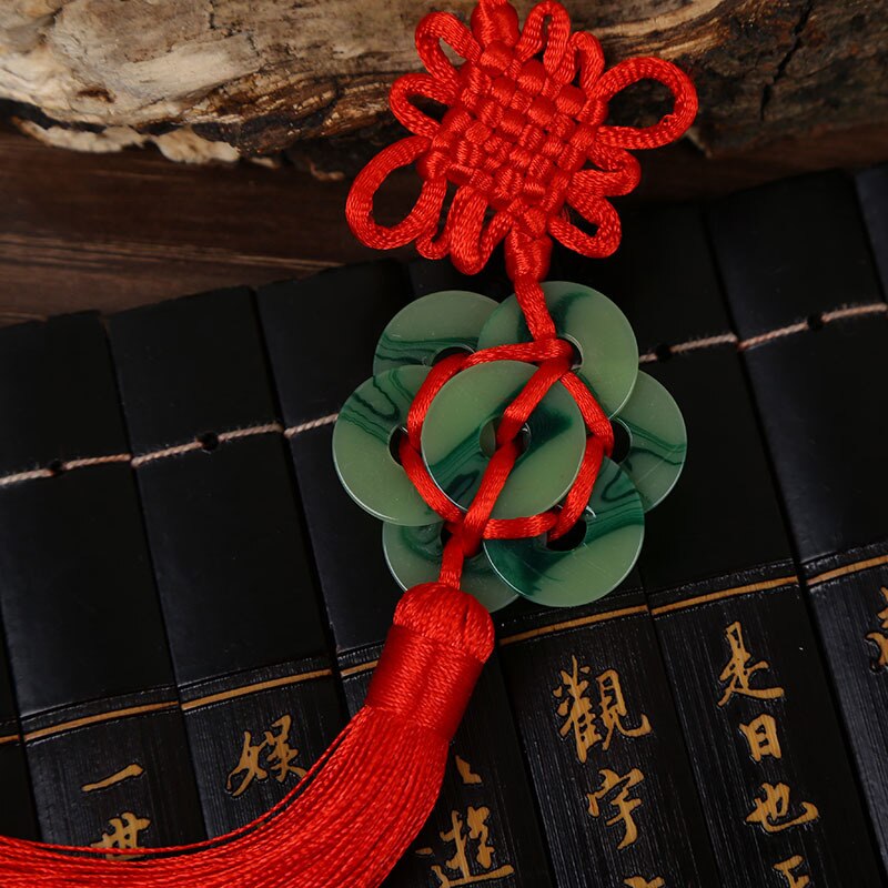 10 Pcs Polyester Chinese Knopen Knopen Lucky Amulet Jade Coin Kwastje China Stijl Fringe Trim Hanger Decoratie voor Thuis