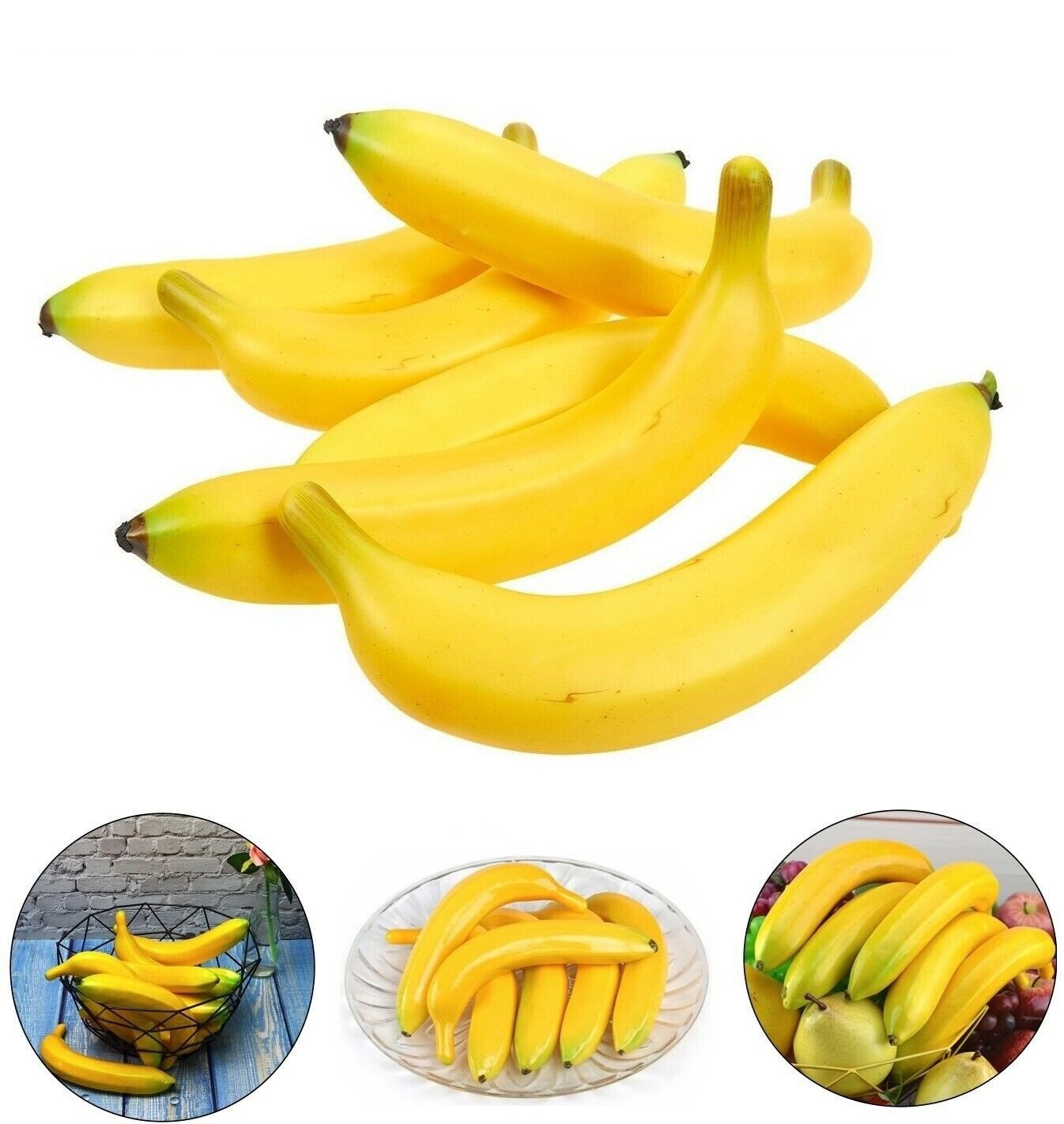 6 stk plastskum kunstige bananer simulering frukt rekvisitter dekor kit praktisk