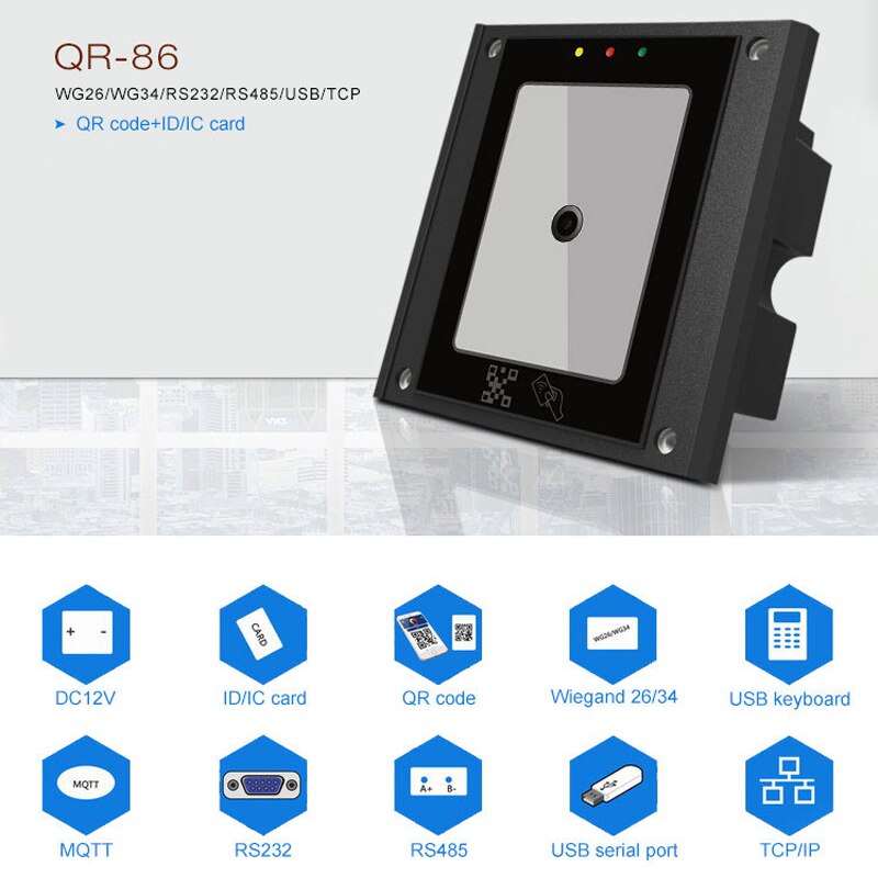 QR Code RFID Reader QR Code Reader RFID USB Wiegand Scanner Card Reader For Access Control And Parking System