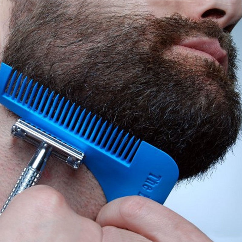 Skægformningsværktøj mand gentleman skæg trim skabelon hår klippet blåt med kam