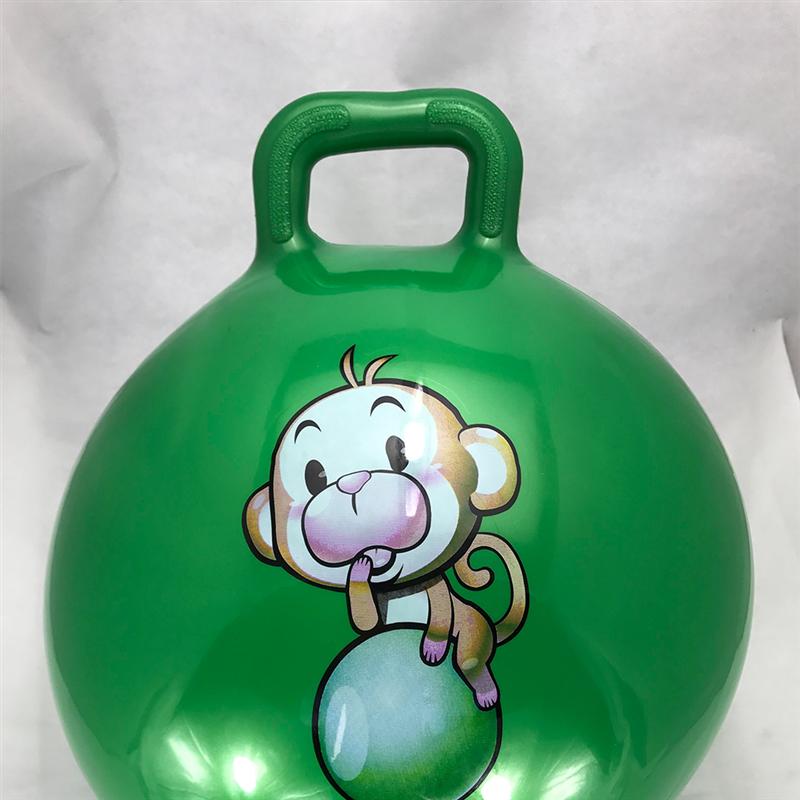 1pc Bouncing Ball Inflatable Exercise Ball Jumping Ball Cartoon Pattern Handle Ball for Kids Children (Random Color and Pattern)