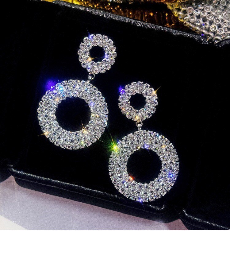 Stijl 925 Zilveren Naald Kristal Uit Oostenrijkse Voor Vrouwen Exquisite Rhinestone Earring Mode-sieraden: white