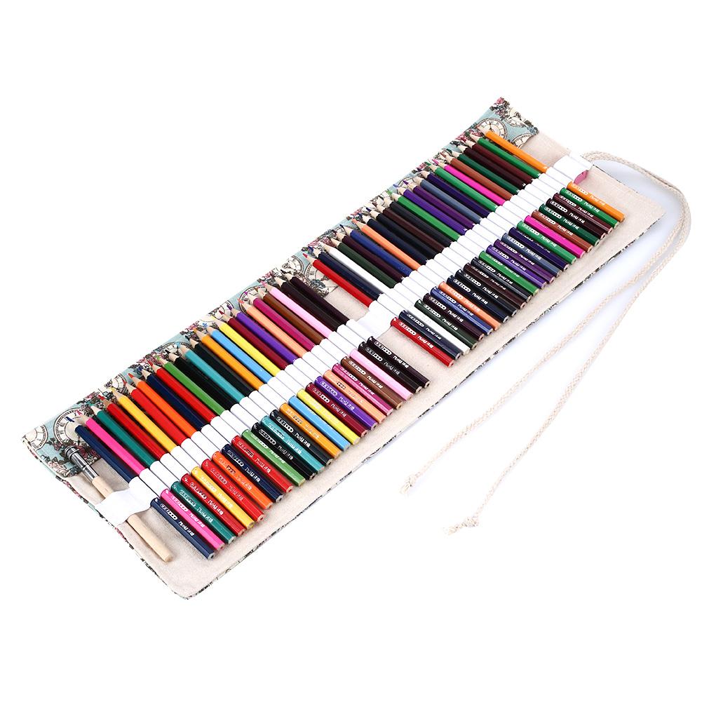 Sketch Pencil Set Canvas Artist Student Stationery 48 Colors Crafts Art Supplies Drawing Painting