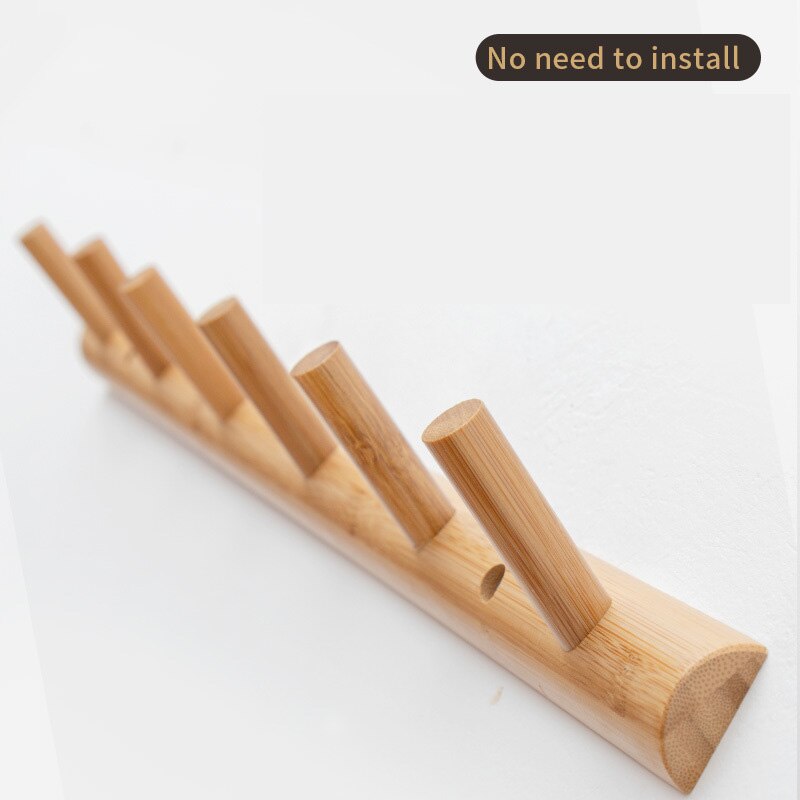 Solid Wood Wall Hooks Coat Rack Crochet Clothes Hook Hanger Adhesive Hook Corner Shelf Bamboo Floating Shelf Household Decor