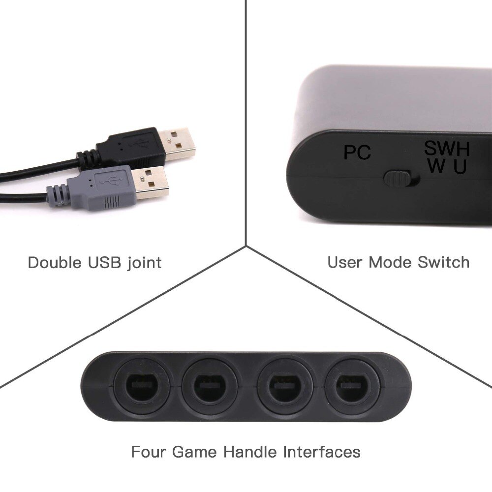 For GameCube Controller Adapter 3 in 1 Controller Adapter For NGC Converter With PC Function For Nintendo WiiU PC Game