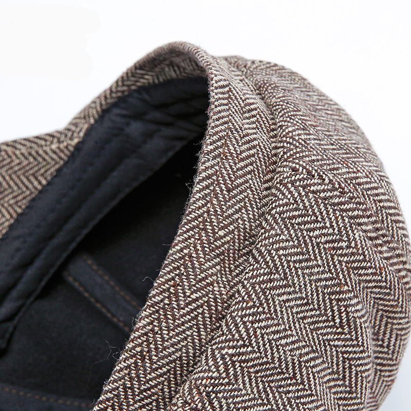 Gorros de Tweed para hombre y mujer, sombrero octogonal cálido, plano, Retro, Unisex, Otoño e Invierno