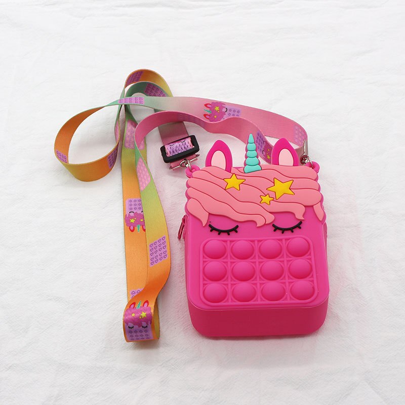 Popo fidget toy popper sensory popet silikon push bubble schreibwaren aufbewahrungsbeutel popite poppit dekompressions-münzbeutel: Roseneinhorn