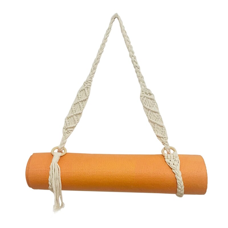Handgefertigter, verstellbarer schultergurt aus boho-häkel-makramee für yogamatten, geeignet für yoga, pilates und fitness.: Default Title
