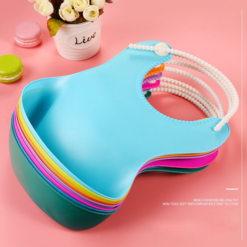Babero suave impermeable de silicona para bebé, recogedor de migas enrolladas lavable, para alimentación, TPE, compacto, seguridad atractiva