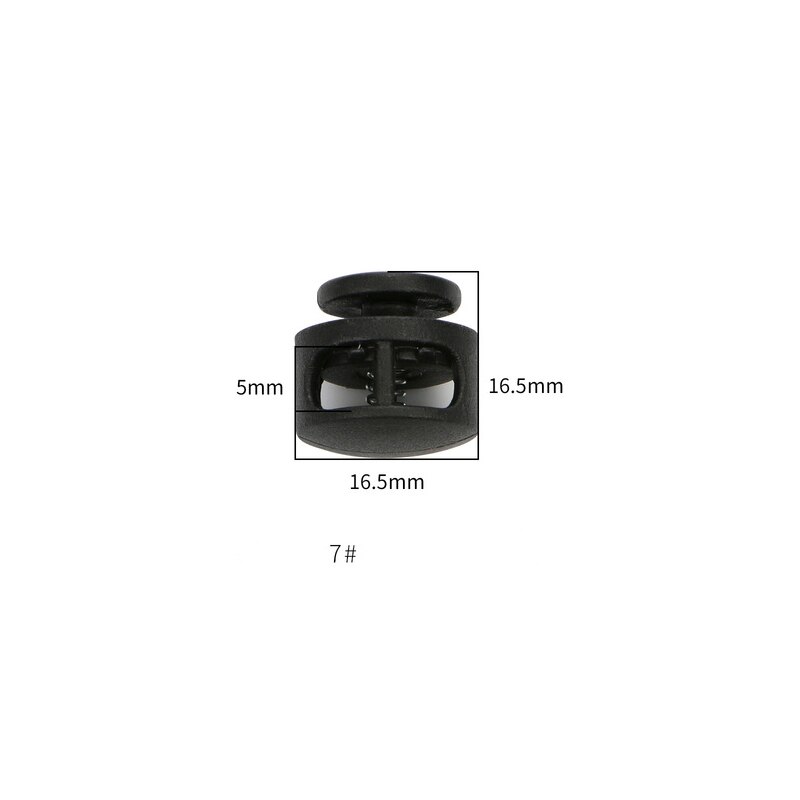 20-50 Pcs Single/Double hole Plastic Stopper Cord Lock Tighten Spring Cord End Buckles DIY Clothes Setting Button Accessories: 7 black / 50pcs
