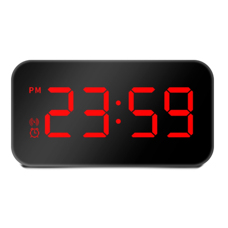 LED Digital Voice Control Alarm Clock Dual USB Powered Easy Snooze Brightness Adjustment Battery Backup Bedside Clock: Red
