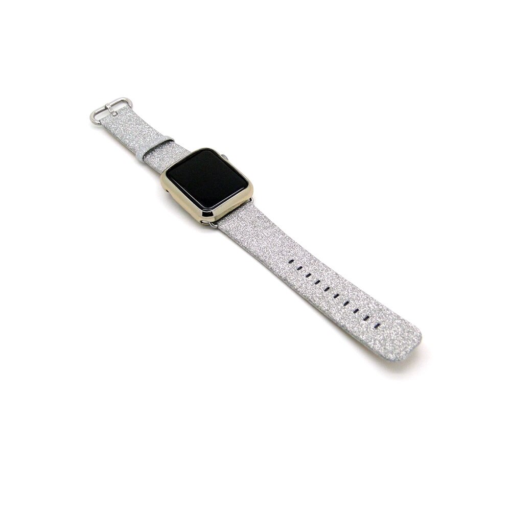 Bling Glitter PU Leder Handgelenk Gurt Für Apple Uhr Band Für iWatch Serie 4 3 2 1 44mm 40mm 42mm 38mm Ersatz Armband: Silber / 38mm and 40mm