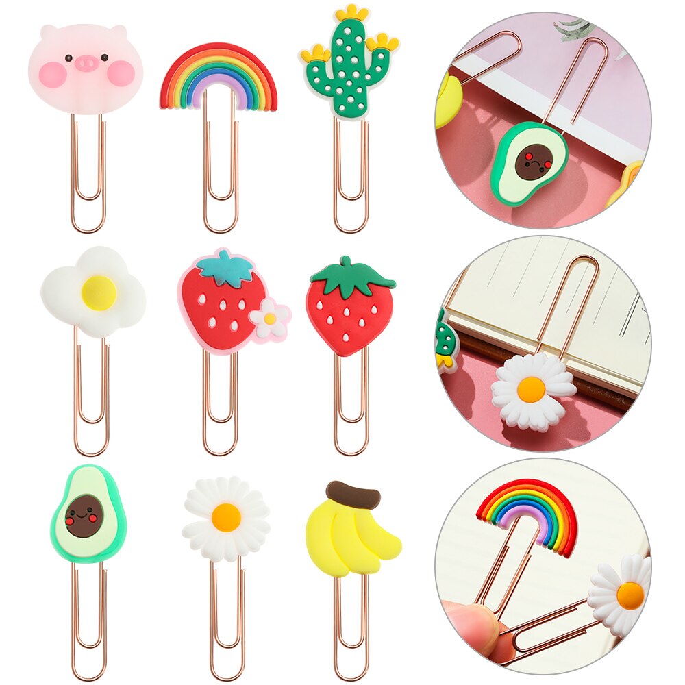Animals Flower Paper Clips Bookmarks Kids Cute Book Mark Paper Clips Desk Organizer Stationery Office School Supply