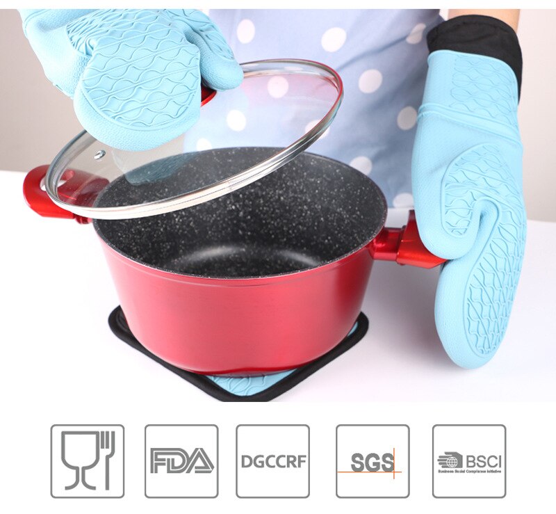 Bestseller 2 kpl /1pc punaista silikoni keittiö patakinnas hansikas patalappu erittäin pitkillä kankaalle hoikista ompelemalla grillaamiseen ja bbq