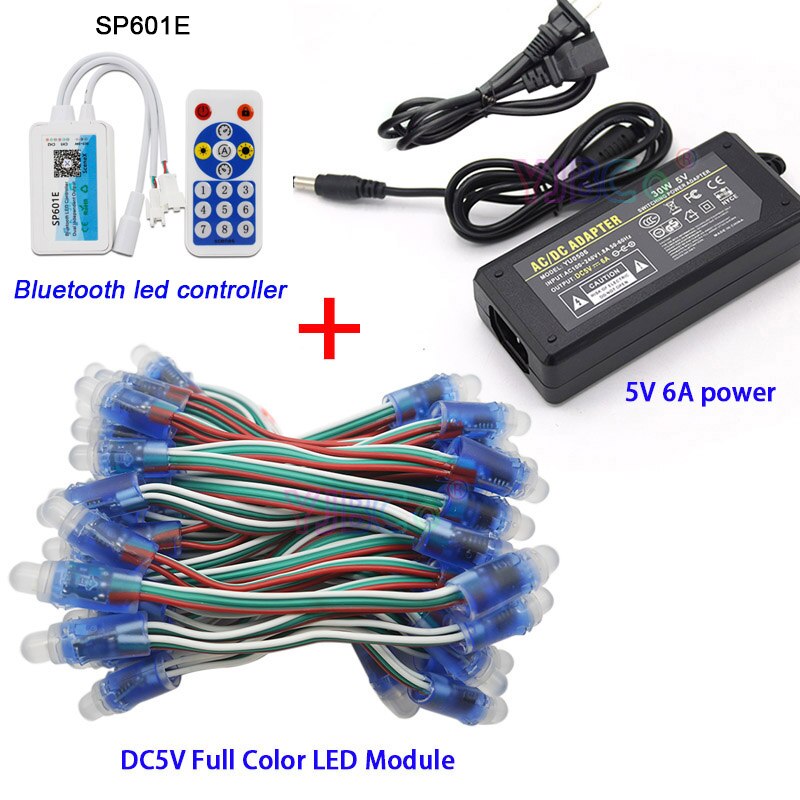 Dc5v 50 stk  ws2811 ic rgb pixel led modul lys fuld farve  ip67 , wifi led spi controller ,5v 6a led strømforsyning oplader adapter: Spi-modul magt