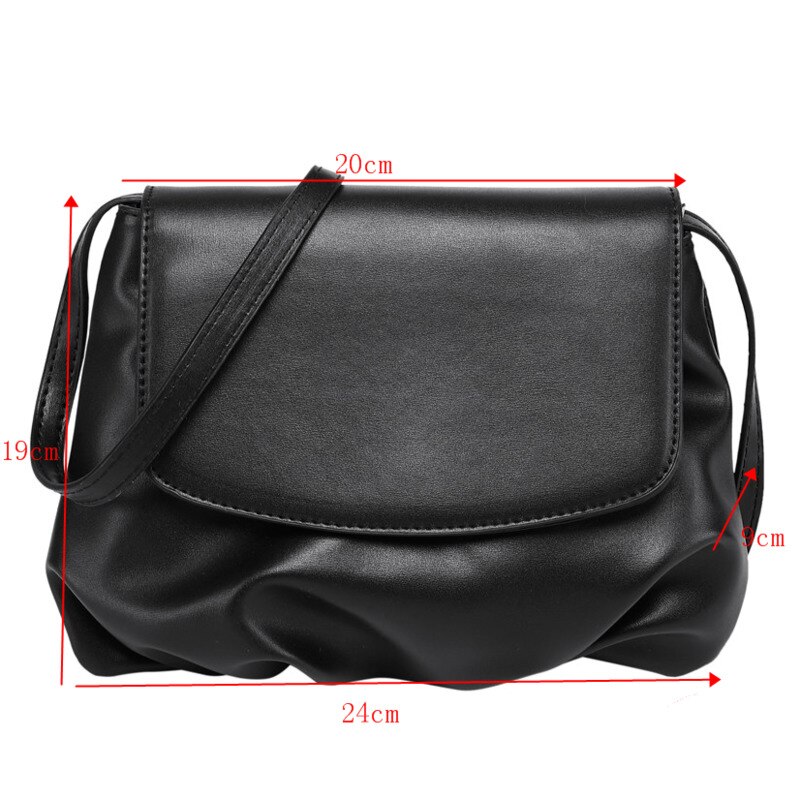 [EAM] Women Vintage Wrinkled Brief PU Leather Flap Personality All-match Crossbody Shoulder Bag Tide 18A0339