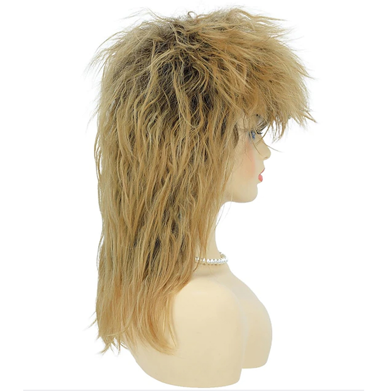 HAIRJOY Synthetic Hair 80s Tina Diva Costume Wig for Women Big Blonde Rocker Mullet Wigs Glam Punk Rock Rockstar Cosplay Wig