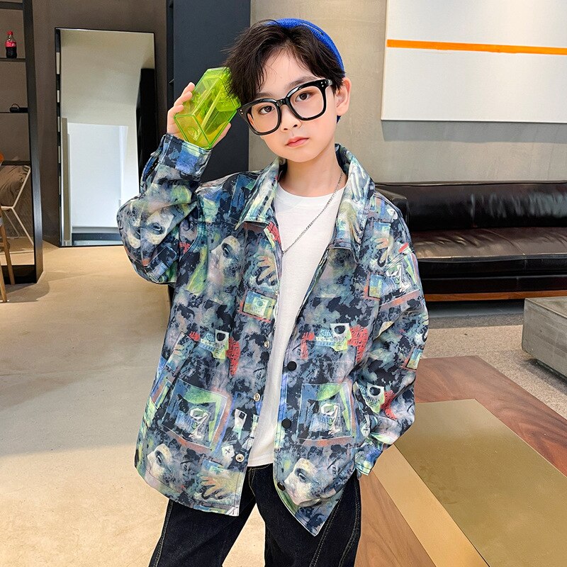 Camouflage Jas Kids Casual Sport Shirt Bovenkleding Jongens Trend Afdrukken Windjack Jas 5 6 7 8 9 10 11 12 13y: 10