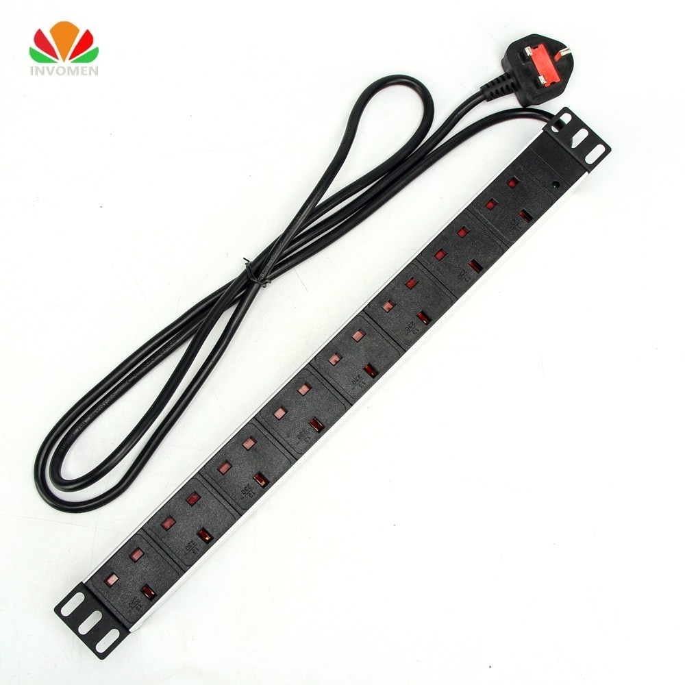 19in 1u 8 unidades british pdu power strip indicator rede armário rack soquetes padrão interruptor de saída alimentação distribuição