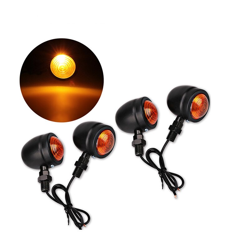 2/4pcs Black Bullet Motorcycle Turn Signal Indicator Lamp Light Moto Blinker Light For Honda Fatboy Chopper Bobber Suzuki