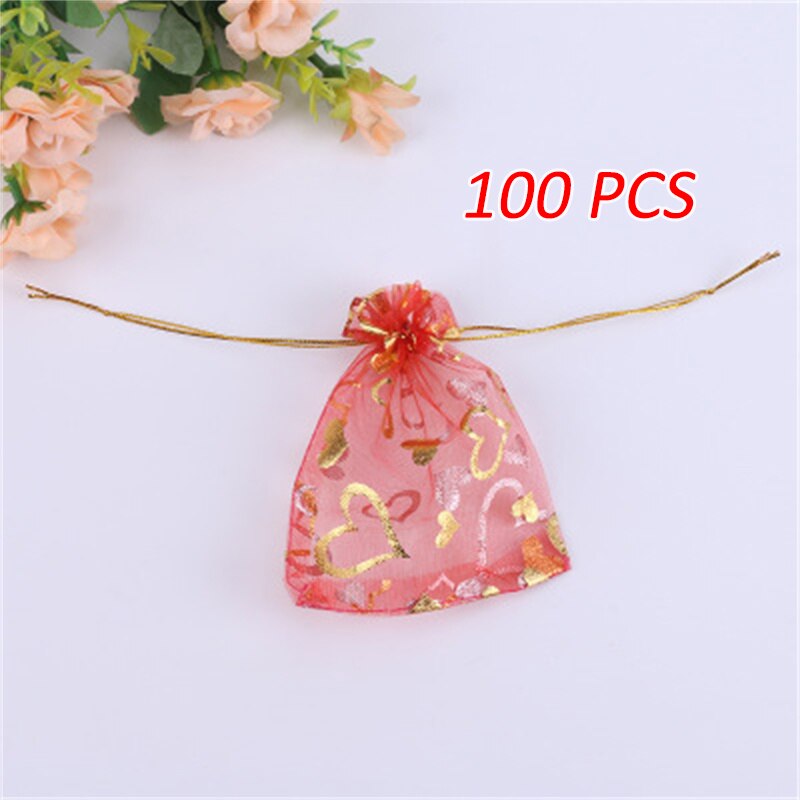 100 sztuk/partia 10*13CM organzy prezent torba na biżuterię wielobarwność sznurek woreczki na wesele boże narodzenie cukierki biżuteria pakowania: czerwony