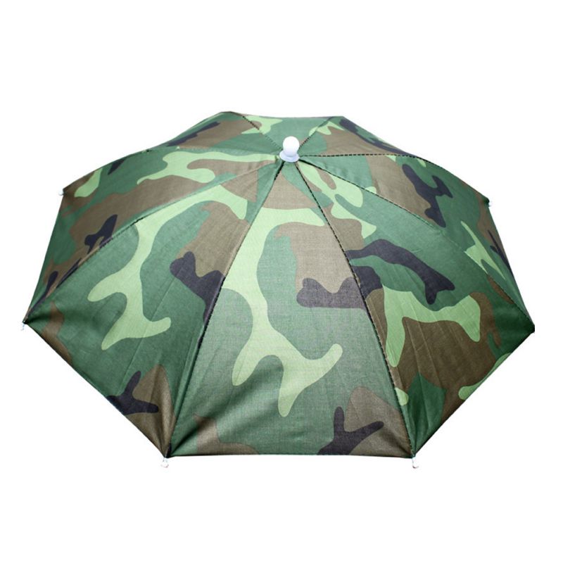 Doven håndfri paraply elastisk pandebånd iført hat paraply solrig regn fiskeri paraply hat plukning te hat paraply: F