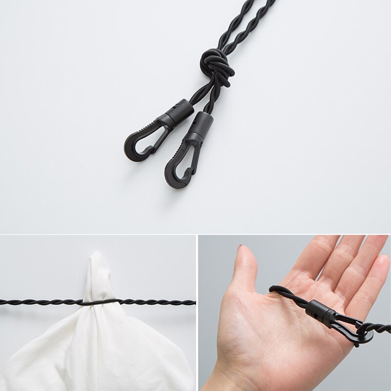 Reise klessnor vandring utendørs kleshenger elastisk tau camping tørkestativ sklisikker klessnor med vindfang slip sugekopp