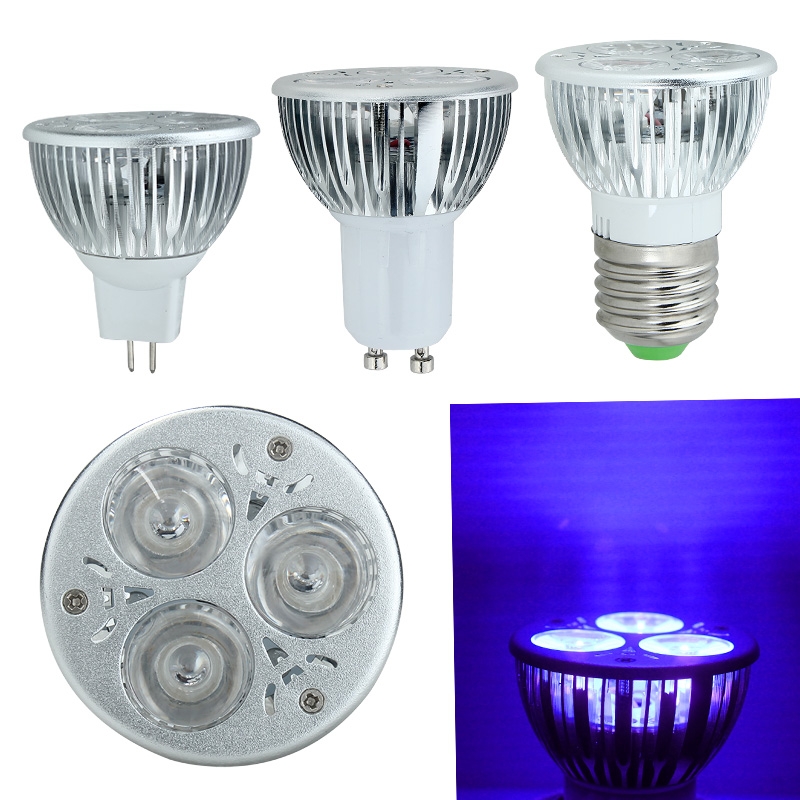 Krachtige ultraviolette lamp 3w 85-265v/12v e27/gu10/mr16 uv ultraviolette led-lamp paars licht lage warmte 1w led-lampen buizen