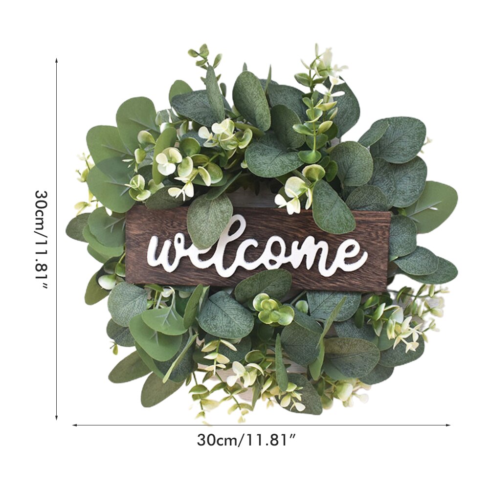 Welkom Teken Krans Kunstmatige Simulatie Leaf Krans Deur Decoratie Hanger Opknoping Slingers