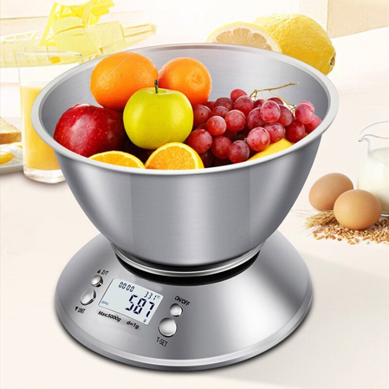 Digital Kitchen Scale for Cooking and Baking,Multifunction Food Scales with Removable Bowl 2.15L Liquid Volume 11Lb/5Kg